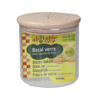 Bocal Verre Couvercle Bois 0.5 L